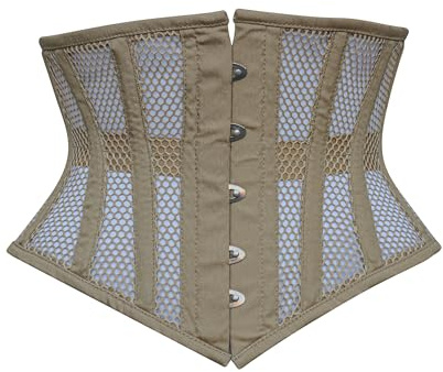 Hi-GERMANWEARS kvinnors underbyst korsett svart nät stålbenad midjetränare kroppsformare cincher geting kraftig kort överkropp midjekorsett