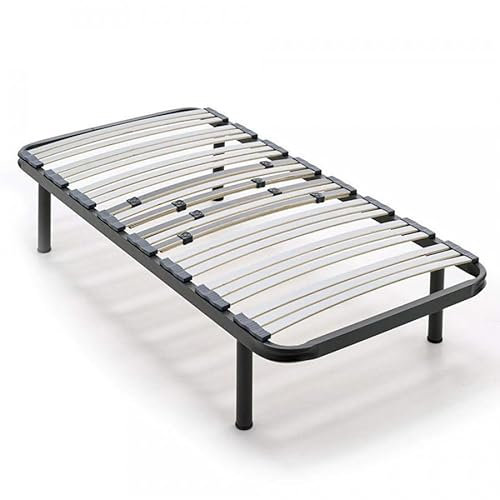 HOGAR24 ES Sommier Multi-Lattes, régulation Lombaire Adaptable, Structure en Tube d'acier de 40 x 30 mm, Dimensions : 90 x 200 cm, avec Jeu de 4 Pieds cylindriques de 26 cm