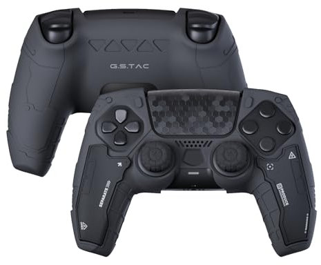 GeekShare Coque de Protection en Silicone antidérapante pour Manette de PS5 sans Fil avec 2 Capuchons de Pouce et 2 Autocollants Noir