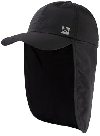 TOP-EX XL/XXL vattentät baseballkeps män med nackklaff, UV-skydd solhattar kvinnor, vikbar sommarhattar safari vandring utomhushatt andningsbar justerbar, 94602_Svart, M-L