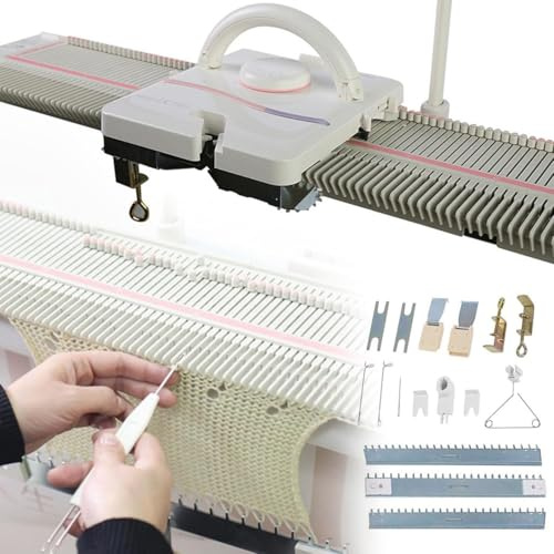 GYQSSD Machine à tricoter automatique, calibre moyen de 6,5 mm 150 points, appareil à tricoter pour écharpes/chapeaux avec accessoires, kit de tricot à main pour enfants et adultes