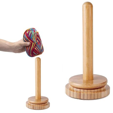 MisFun ullavdragare trä, ullavdragare med kullager, ullknådningshållare Yarn Holder, ullavdragare med för knutfria, trä ullhållare ullupprullare, virkning stickning konsthantverk överdrag