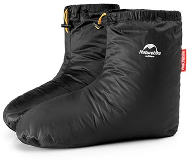 Naturehike Ultralight Winter Goose Down Booties, Camping Warm & Cozy Down Sleeping Socks for Men & Women, Down Filled Slipper Boots with Storage Bag (L, Duck Down-Black)