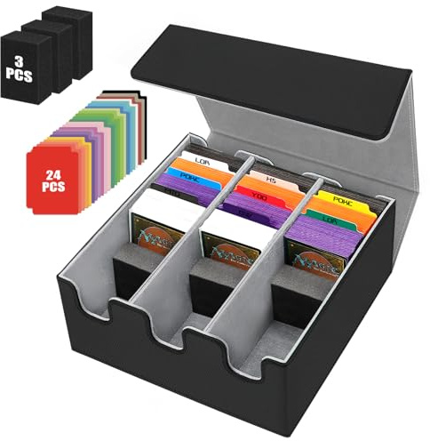 REAQUE Porta Carte Mazzo per Carte MTG Capacità di 2100+, Deck Box per Carte, Custodia Magnetica per la Conservazione delle Carte, Organizzatore di carte collezionabili (Grigio)