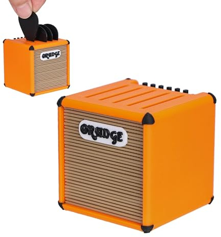 Wilomis Mini Guitar Amp Pick Holder - 3D Printed Personalized Amp Guitar Picks Holder For 5pcs, Guitar Pick Display Holder, Stylish Organizer for Music Enthusiasts and Musicians(Orange)