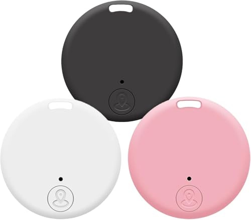 3 Pièces Traceur GPS pour Chien et Chat, Traceur Localisateur D'objets GPS Compatible avec iOS/Android, Traceu-r Miniature Rond pour Valises/Portefeuilles/Clés/Sacs/Bagages, Batterie Remplaçable