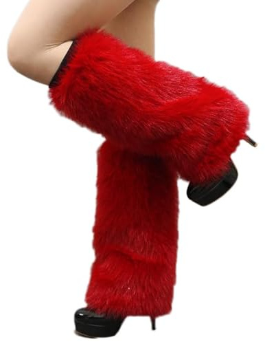FakeFace Women Faux Fur Leg Warmer Furry Long Boot Cuffs Winter Warm Fluffy Shoes Cover Socks Cosplay Costume Party Accessory
