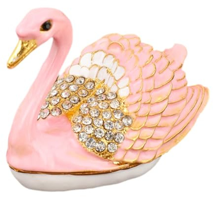 Dickly Joyero de cisne, organizador de joyas, colección de decoración decorativa para el hogar, caja de baratijas de animales, caja de almacenamiento de, Rosa