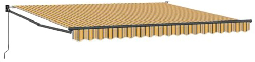 Favemtsl Tenda da sole retrattile con braccio articolato, multicolore, 400 x 300 cm, tenda da sole manuale in poliestere e alluminio, protezione solare per terrazzo, giardino ed esterno, montaggio a