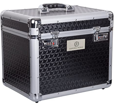 Imperial Riding IRHShiny Caja de limpieza con cerradura de combinación, compartimentos ajustables, caja de almacenamiento para herramientas de limpieza, con espejo en la tapa, caja de limpieza de alta