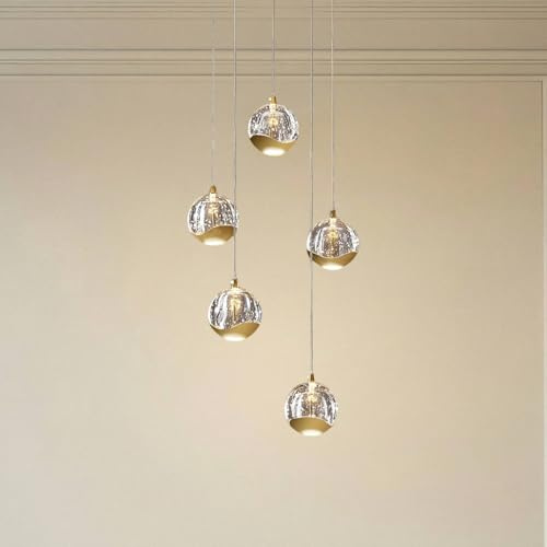 Lucande LED Pendelleuchte Hayley (Modern) in Transparent aus Glas (5 flammig,) - Hängelampe Esstischlampe Hängeleuchte Wohnzimmerleuchte