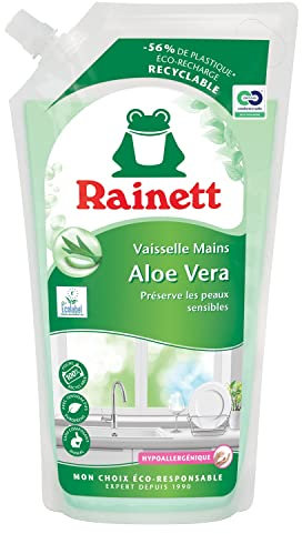 RAINETT Spülmittel für Hände – hypoallergene Formel – schont empfindliche Haut – Beutel zu 100% recycelbar – Ökolabel – Aloe Vera – Eco-Nachfüllpack 1 l