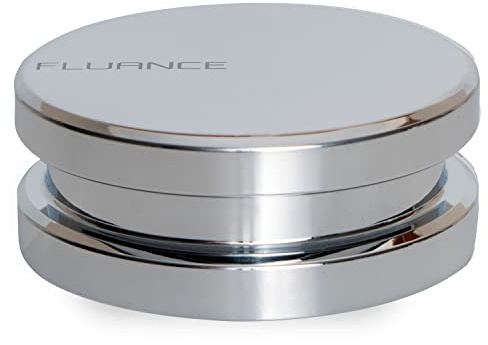 Fluance HiFi Vinyl Record Weight Stabilizer High Mass 760 gram Steel LP Disc Turntable Accessory with Protective Velvet Pad for Vibration Damping (RW02)