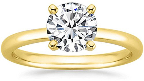 Houston Diamond District 1 to 10 Carat IGI Certified Lab Grown Diamond Engagement Ring, Round Cut Solitaire, 4-Prong Setting, E–F Color VS2–SI1 Clarity 14K Yellow Gold 1 Carat Size-4.5