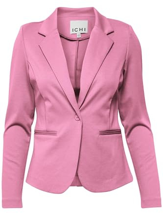 ICHI IHKATE BL Blazer Court pour Femme - Blazer à Un Bouton avec Stretch et col à Revers, Super Rose (172625), S