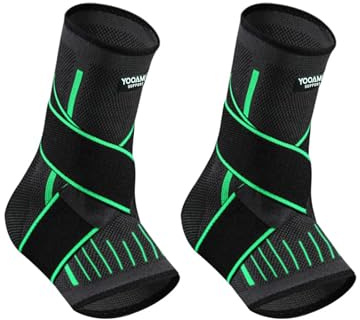 LQSCJS 1 par ankelbandage för kvinnor och män, justerbart ankelbandage, fotbandage, bandage fotled, fotledsbandage för sport, ledvärk (grön, L)