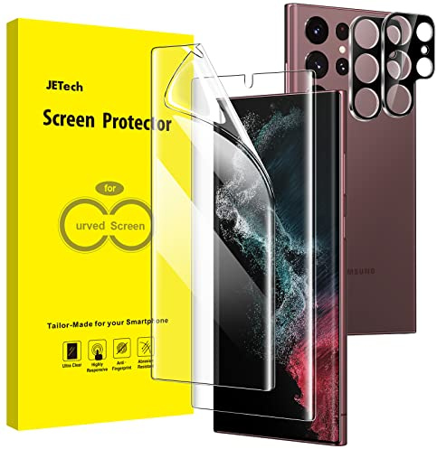 JETech TPU Skärmskydd för Samsung Galaxy S22 Ultra, 2+2-Pack | med Kameralinsfolie, Flexibel TPU-Film, Kompatibel med Fingeravtrycks-ID, HD-Klar, Enkel Installation