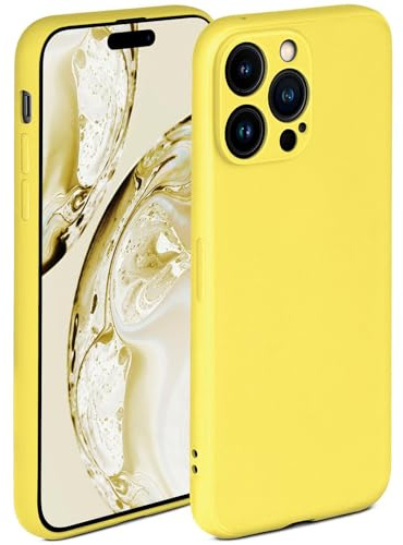 ONEFLOW Soft Case für iPhone 14 Pro Hülle aus Silikon mit Kameraschutz, Silikonhülle mit erhöhtem Schutz fürs Display, Backcover Schutzhülle, weiche Handyhülle, Gelb