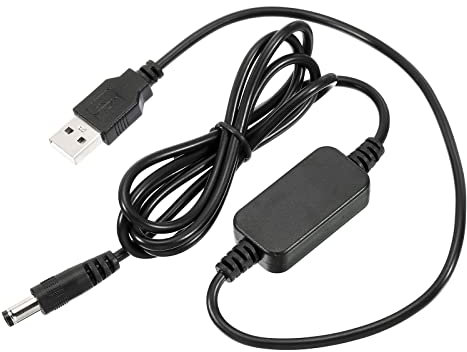 YOKIVE DC 5V a DC 12V USB Step Up Tensione Convertitore, Cavo Alimentazione con DC Jack 5,5mm x 2,5mm, Ottimo per Router,fotocamera, Auto Guida Registratore (Nero, 12W 2A)