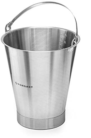 Forgast Secchiello in Acciaio Inox, 15 Litri, Secchio ad Anello, Secchiello da Cucina, Secchiello per il Latte, per Mangimi, Raffreddatore per Champagne, Scala Pratica all'interno