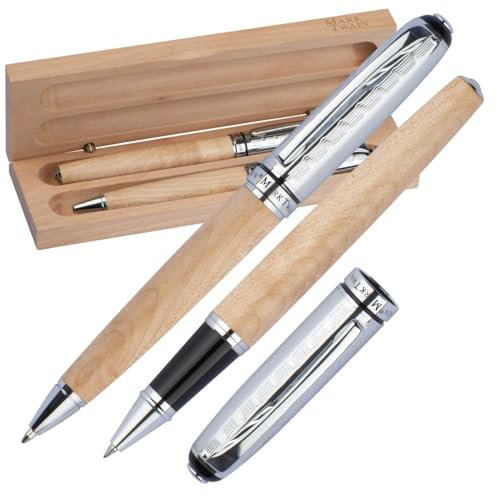 Mark Twain Schreibset aus Holz / bestehend aus Kugelschreiber und Rollerball
