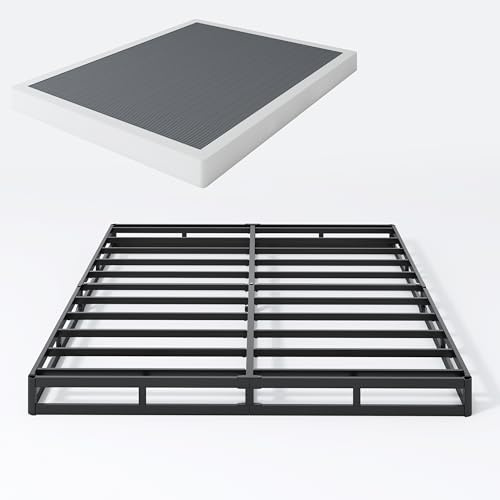 SHLAND Box Spring for Queen Bed 5 Inch Queen Box Spring, Heavy Duty Metal Mattress Foundation with Fabric Cover, Easy Assembly
