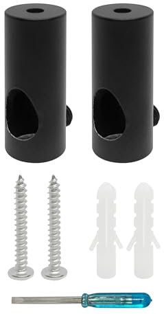 smartect Soporte de Techo y Pared de Aluminio para fijar Cables [2 Piezas, Negro] Fijación en Techo con tornillos y tacos, Decentrador de Techo para que arme su propio proyecto de bricolaje