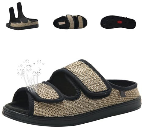 Scarpe Diabetici per Donna, Sandali Regolabili con Punta Aperta, Uomo per Piedi Gonfi Pantofole, Extra Large Scarpe Ortopediche per Piedi Gonfi EU 46(28.5cm/11.2in)