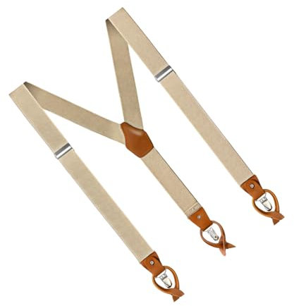 Hängslen för män, Y-form med 3 klämmor och 6 knapphål, elastiska justerbara hängslen, starka metallklämmor, hängslen, Heavy Duty Men Braces Y rygg, 3,5 cm breda, för byxor, jeans, Grön, En Storlek