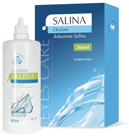 Soluzione Salina per Lenti a Contatto, Risciacquo e Idratazione, Potere Batteriostatico, Bipack 2 x 360 ml