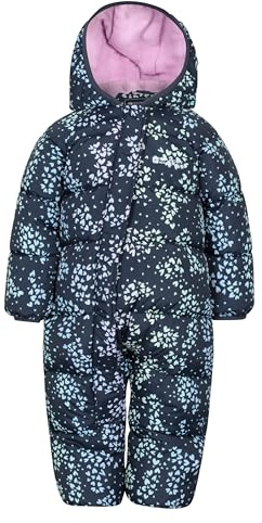 Mountain Warehouse Frosty Thick Padded Ski Suit - Half Fleece Lined,Toddler Hooded Snowsuit, Winter Printed Children Snowsuit Navy (Printed) Kids Size 2-3 Years