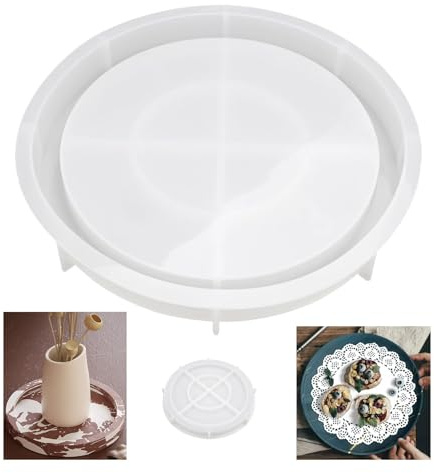 Lansls Vassoio per Stampi in Silicone, Stampi in Resina Vassoio, Stampo Resina Epossidica Vassoio, Rotonda Vassoio Stampi, Vassoio Rotondo in Silicone, per Realizzare Vassoi Fai da Te