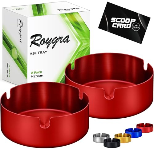 roygra Ash Tray (2 Pack), Outdoor Ashtray for Outside Patio with 3 Holders