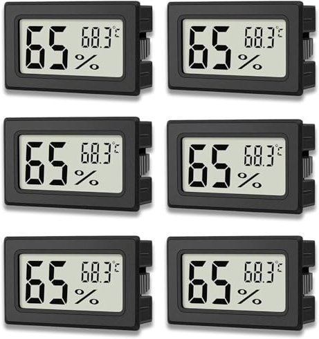 zoerbufan 6 Pezzi Mini Termometro Digitale Termometri Ambienti, LCD Termometro Digitale Monitor di Temperatura per Cameretta per Bambini, Camera da letto e Cantina
