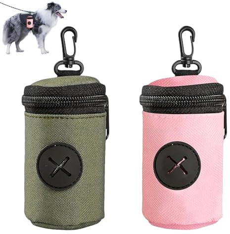 2Pcs dog poop bag dispenser, dog waste holder lightweight portable with clip, dog waste carrier for pet walking hiking travel