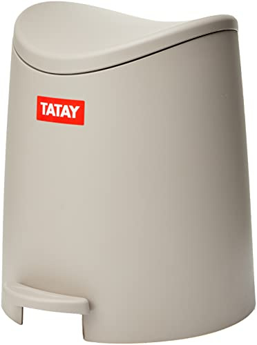 TATAY Papelera Baño Pedal 3L | Apertura Higiénica y Sin Contacto | Cierre Amortiguado y Silencioso | Interior Extraíble para Fácil Limpieza | Diseño Funcional | 19x21,8x22,1 cm – Modelo Nordic - Taupe