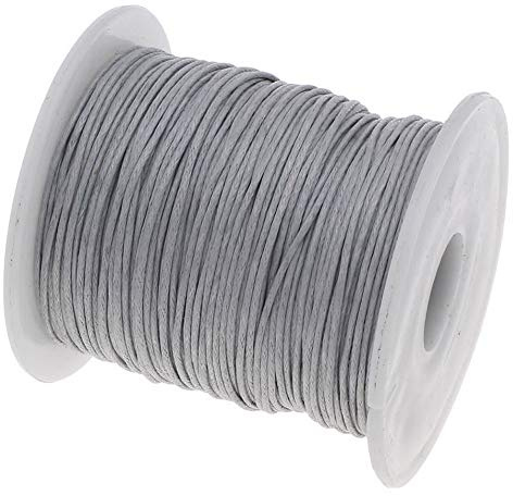 My-Bead Cordon Ciré 1 mm Argent Bobine 90 m Fil Ciré Solide pour Bijoux DIY Macramé Bracelets Colliers Shamballa Bricolage