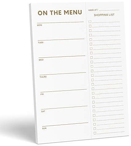 Sweetzer & Orange Gold Meal Planner and Grocery List Magnetic Notepad. 7x10” Meal Planning Pad with Tear Off Shopping List. Plan Weekly Menu Food for Weight Loss or Dinner List for Family!
