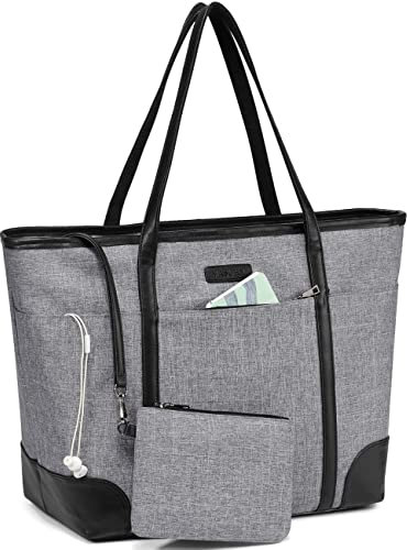 VASCHY Bolso de mano para ordenador portátil para mujer, bolsa de transporte grande de 15,6 pulgadas, bolso para ordenador portátil, bolso de hombro impermeable, bolso de hombro para viaje, trabajo,