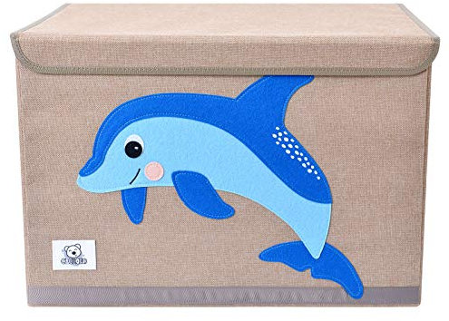 CLCROBD Foldable Kids Large Toy Chest with Flip-Top Lid, Collapsible Fabric Animal Toy Storage Organizer/Bin/Box/Basket/Trunk for Toddler, Children and Baby Nursery (Dolphine)