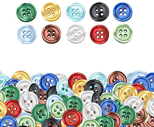 Niaciswe Knöpfe 250 Stück Bunte Knöpfe 10 Candy Farben Knopfsortiment 11,5mm Knoepfe Basteln Kleine zum Kunststoff Nähen Craft Harz Buttons Rund ​für Batelknöpfe Keidung DIY Geschenk Deko