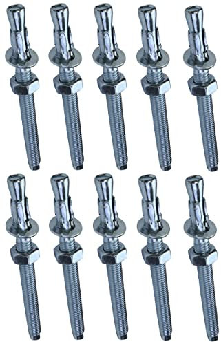 AERZETIX - C54006-10x Perno Tornillo de anclaje rosca larga, Espárrago de expansión - M8x95mm - acero galvanizado - para hormigón, piedra