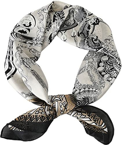 MAIRY Bandanas Damen Seidentuch Quadrates Bedrucktes Halstuch Satin Seidenschal Kopftuch 70x70cm M070012
