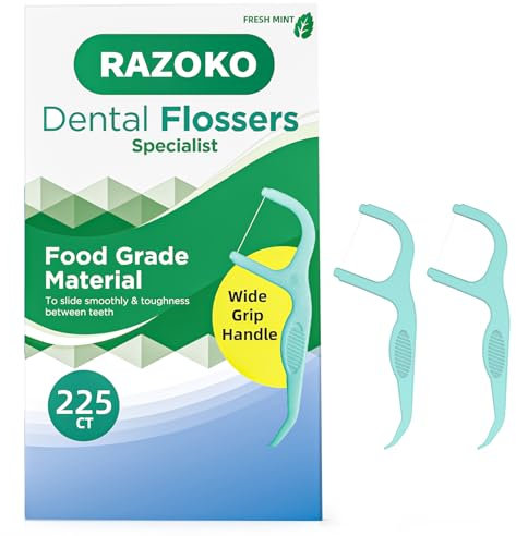 Zahnseide Picks | Zahnstocher, extra starker Flosser Pick, frischer Minzgeschmack, 75 Zahnseide-Picks, 3 Stück