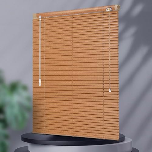 Jalousie aus Aluminium, Jalousie aus Aluminium in Holzoptik, horizontale Lamellenvorhänge 25 mm, Jalousie für Fenster, Privatsphäre und Sonnenschutz, Breite x Höhe (100 x 120 cm)