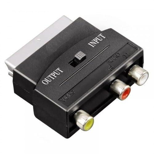 Mr. Gadget's Solutions 21 Pin RGB SCART to 3 x RCA (Phono) & S-Video Adapter, Switchable Composite AV TV DVD VCR Connector Cable Adaptor, Audio/Video