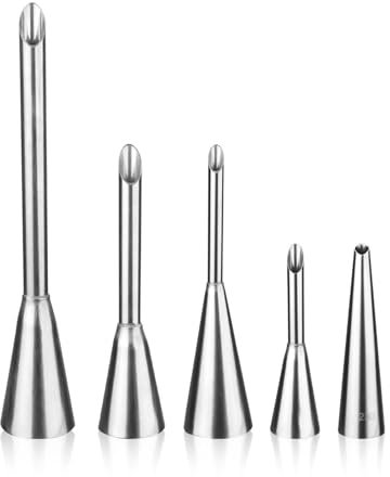 LWLWA 5 Pezzis Siringa per Dolci, Processo Saldatura Acciaio Inossidabile Ugelli per Tubazioni, Facile Riempimento Siringa per Iniezione Bignè, per Preparare Dolci, Torte, Cupcakes, Biscotti