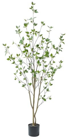 Bellacat 5ft Artificial Minimalist Citrus Tree with Lifelike Leaves, 60in Faux Citrus Tree with Realistic Trunks, Faux Tree Indoor Outdoor for Home Office Living Room Bedroom Porch Decor.