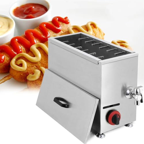 Beachtiful Freidora Comercial, Freidora Automática para Queso, Salchichas, Salchichas, Parrilla, Freidora, Freidora a Gas de Gran Capacidad de 21L