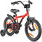 PROMETHEUS BICYCLES Kinderfahrrad 16 Zoll ab 5 Jahren - Kinder Fahrrad Mädchen Jungen Fahrrad Kinder mit Stützräder Rücktrittbremse in Rot Schwarz